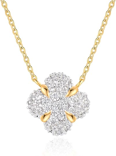 Dainty Gold Necklace For Women 18k Gold Plated Full CZ Pendant Necklace Handmade Necklace Jewelry Everyday Wear